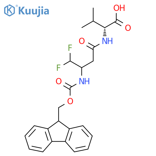 (2R)-2-3-({(9H-fluoren-9-yl)methoxycarbonyl}amino)-4,4-difluorobutanamido-3-methylbutanoic acid structure