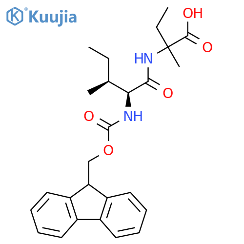 2-(2S,3S)-2-({(9H-fluoren-9-yl)methoxycarbonyl}amino)-3-methylpentanamido-2-methylbutanoic acid structure