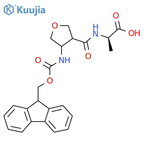 (2R)-2-{4-({(9H-fluoren-9-yl)methoxycarbonyl}amino)oxolan-3-ylformamido}propanoic acid structure