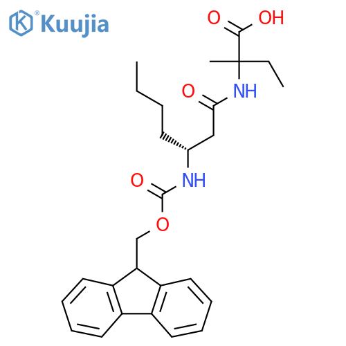 2-(3R)-3-({(9H-fluoren-9-yl)methoxycarbonyl}amino)heptanamido-2-methylbutanoic acid structure