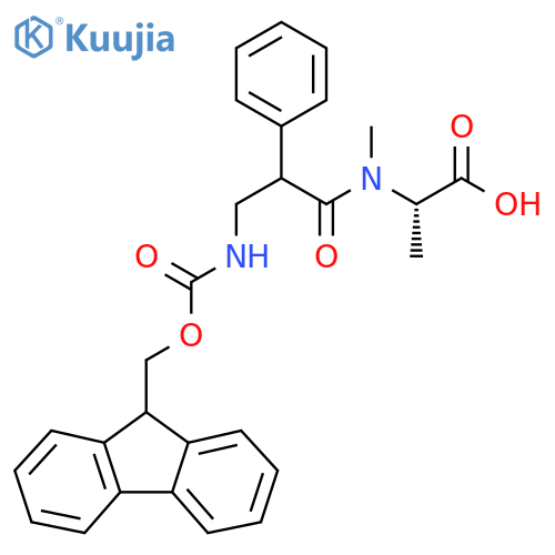 (2S)-2-3-({(9H-fluoren-9-yl)methoxycarbonyl}amino)-N-methyl-2-phenylpropanamidopropanoic acid structure