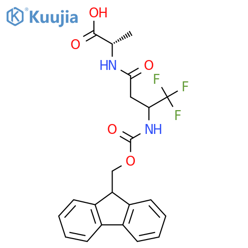 (2S)-2-3-({(9H-fluoren-9-yl)methoxycarbonyl}amino)-4,4,4-trifluorobutanamidopropanoic acid structure