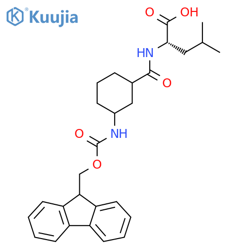 (2S)-2-{3-({(9H-fluoren-9-yl)methoxycarbonyl}amino)cyclohexylformamido}-4-methylpentanoic acid structure