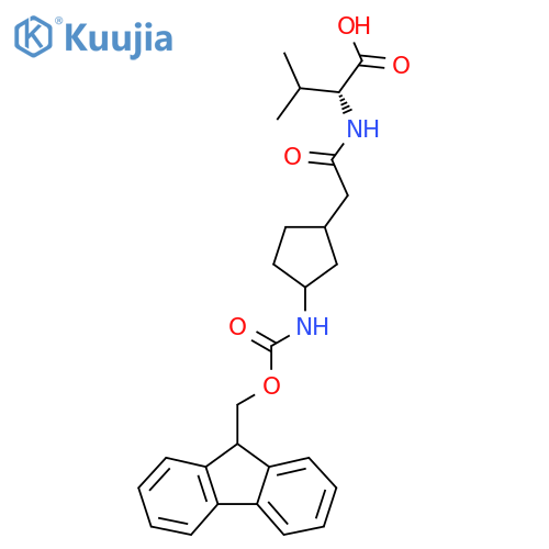 (2R)-2-{2-3-({(9H-fluoren-9-yl)methoxycarbonyl}amino)cyclopentylacetamido}-3-methylbutanoic acid structure