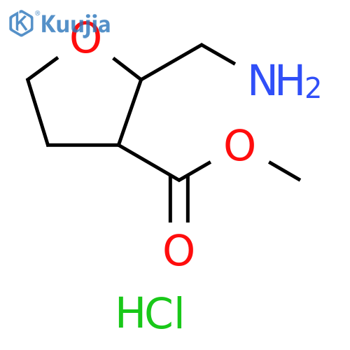 methyl 2-(aminomethyl)oxolane-3-carboxylate hydrochloride, Mixture of diastereomers structure
