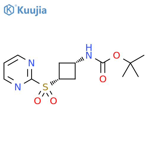 tert-butyl N-[(1s,3s)-3-(pyrimidine-2-sulfonyl)cyclobutyl]carbamate structure