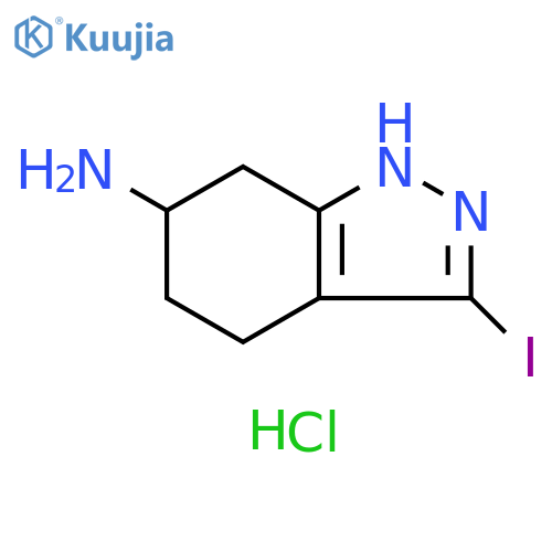 3-iodo-4,5,6,7-tetrahydro-1H-indazol-6-amine dihydrochloride structure