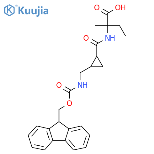 2-({2-({(9H-fluoren-9-yl)methoxycarbonyl}amino)methylcyclopropyl}formamido)-2-methylbutanoic acid structure