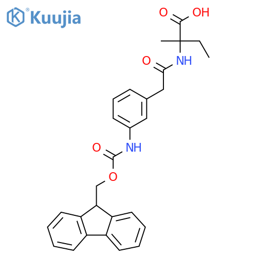 2-{2-3-({(9H-fluoren-9-yl)methoxycarbonyl}amino)phenylacetamido}-2-methylbutanoic acid structure