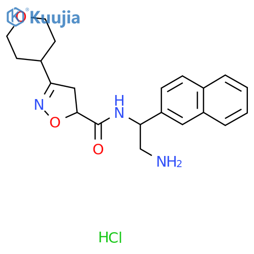 N-2-amino-1-(naphthalen-2-yl)ethyl-3-(oxan-4-yl)-4,5-dihydro-1,2-oxazole-5-carboxamide hydrochloride structure