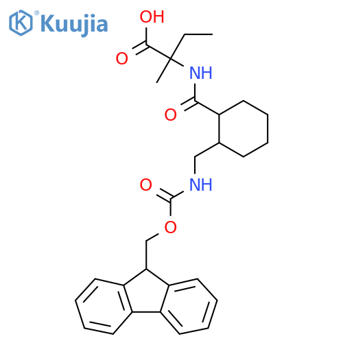 2-({2-({(9H-fluoren-9-yl)methoxycarbonyl}amino)methylcyclohexyl}formamido)-2-methylbutanoic acid structure
