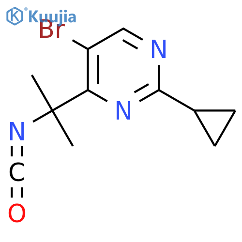 5-bromo-2-cyclopropyl-4-(2-isocyanatopropan-2-yl)pyrimidine structure