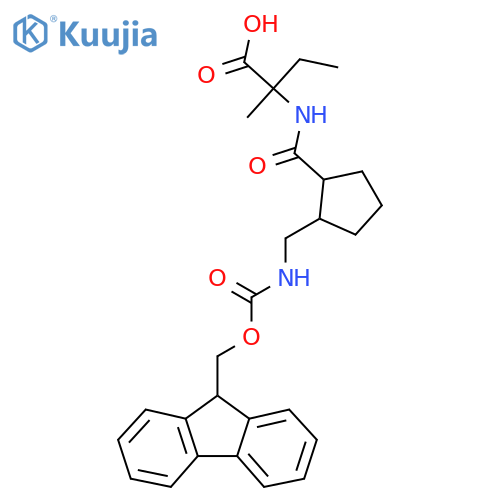 2-({2-({(9H-fluoren-9-yl)methoxycarbonyl}amino)methylcyclopentyl}formamido)-2-methylbutanoic acid structure