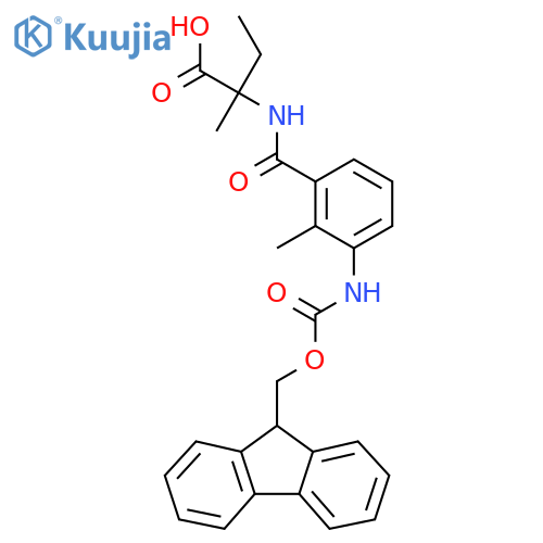2-{3-({(9H-fluoren-9-yl)methoxycarbonyl}amino)-2-methylphenylformamido}-2-methylbutanoic acid structure