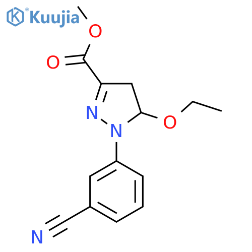 methyl 1-(3-cyanophenyl)-5-ethoxy-4,5-dihydro-1H-pyrazole-3-carboxylate structure