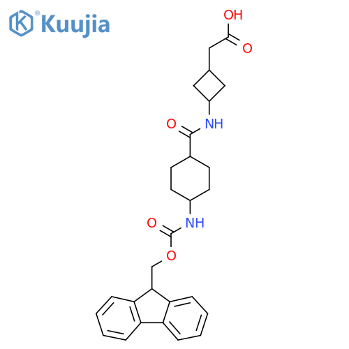 2-{3-(1r,4r)-4-({(9H-fluoren-9-yl)methoxycarbonyl}amino)cyclohexaneamidocyclobutyl}acetic acid structure