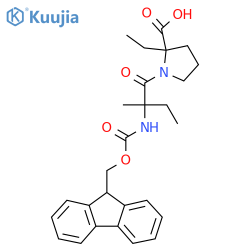 2-ethyl-1-2-({(9H-fluoren-9-yl)methoxycarbonyl}amino)-2-methylbutanoylpyrrolidine-2-carboxylic acid structure
