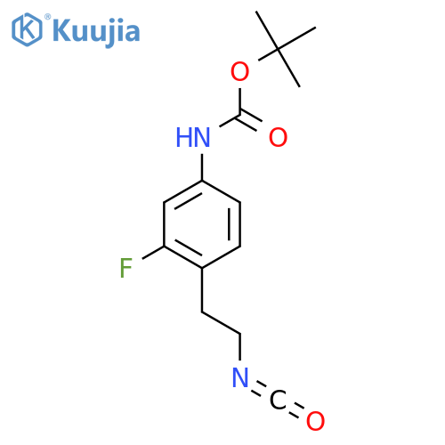 tert-butyl N-3-fluoro-4-(2-isocyanatoethyl)phenylcarbamate structure