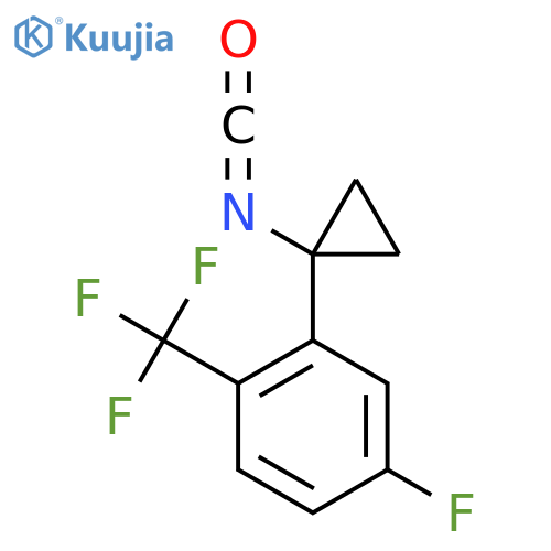 4-fluoro-2-(1-isocyanatocyclopropyl)-1-(trifluoromethyl)benzene structure