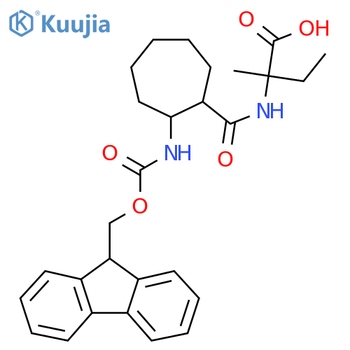 2-{2-({(9H-fluoren-9-yl)methoxycarbonyl}amino)cycloheptylformamido}-2-methylbutanoic acid structure
