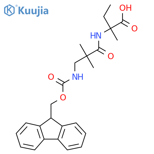 2-3-({(9H-fluoren-9-yl)methoxycarbonyl}amino)-2,2-dimethylpropanamido-2-methylbutanoic acid structure