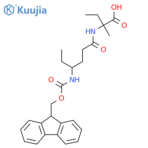 2-4-({(9H-fluoren-9-yl)methoxycarbonyl}amino)hexanamido-2-methylbutanoic acid structure