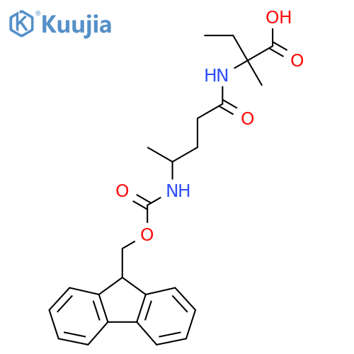 2-4-({(9H-fluoren-9-yl)methoxycarbonyl}amino)pentanamido-2-methylbutanoic acid structure