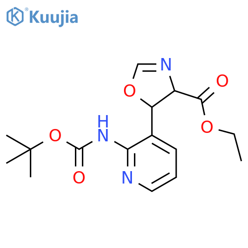 ethyl 5-(2-{(tert-butoxy)carbonylamino}pyridin-3-yl)-4,5-dihydro-1,3-oxazole-4-carboxylate structure