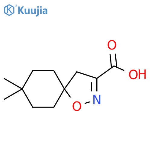 8,8-dimethyl-1-oxa-2-azaspiro4.5dec-2-ene-3-carboxylic acid structure