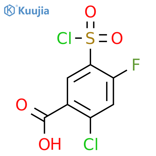 2-chloro-5-(chlorosulfonyl)-4-fluorobenzoic acid structure