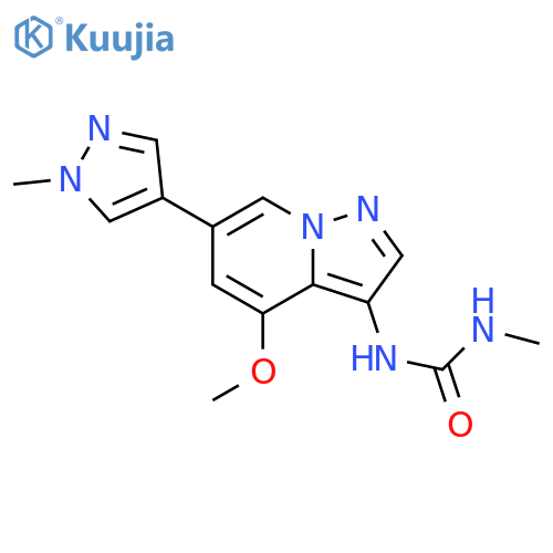 1-[4-methoxy-6-(1-methylpyrazol-4-yl)pyrazolo[1,5-a]pyridin-3-yl]-3-methyl-urea structure