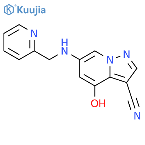 4-hydroxy-6-(2-pyridylmethylamino)pyrazolo[1,5-a]pyridine-3-carbonitrile structure