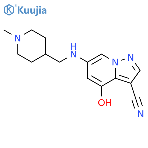 4-hydroxy-6-[(1-methyl-4-piperidyl)methylamino]pyrazolo[1,5-a]pyridine-3-carbonitrile structure