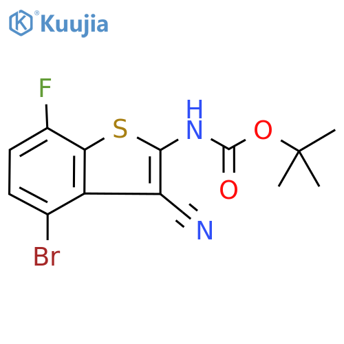 Carbamic acid, N-​(4-​bromo-​3-​cyano-​7-​fluorobenzo[b]​thien-​2-​yl)​-​, 1,​1-​dimethylethyl ester structure