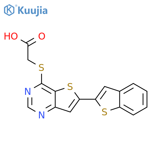 Acetic acid, 2-[(6-benzo[b]thien-2-ylthieno[3,2-d]pyrimidin-4-yl)thio]- structure