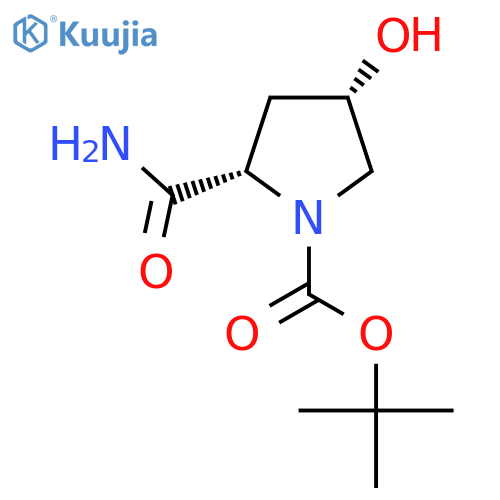 tert-butyl (2S,4S)-2-carbamoyl-4-hydroxypyrrolidine-1-carboxylate structure
