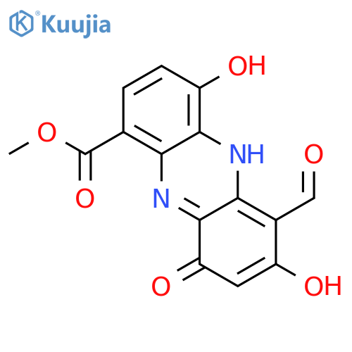 1-Phenazinecarboxylicacid, 6-formyl-4,7,9-trihydroxy-, methyl ester structure