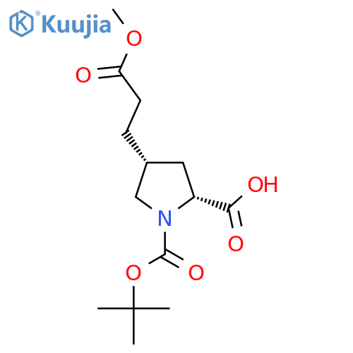 rac-(2R,4R)-1-(tert-butoxy)carbonyl-4-(3-methoxy-3-oxopropyl)pyrrolidine-2-carboxylic acid structure