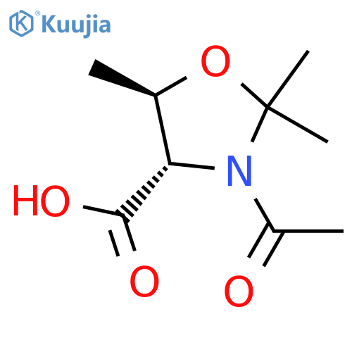 (4S,5R)-3-acetyl-2,2,5-trimethyl-1,3-oxazolidine-4-carboxylic acid structure