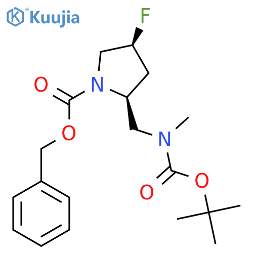 benzyl (2S,4S)-2-({(tert-butoxy)carbonyl(methyl)amino}methyl)-4-fluoropyrrolidine-1-carboxylate structure