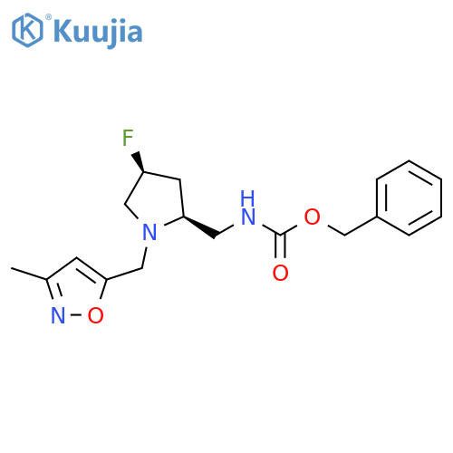 benzyl N-{(2S,4S)-4-fluoro-1-(3-methyl-1,2-oxazol-5-yl)methylpyrrolidin-2-ylmethyl}carbamate structure
