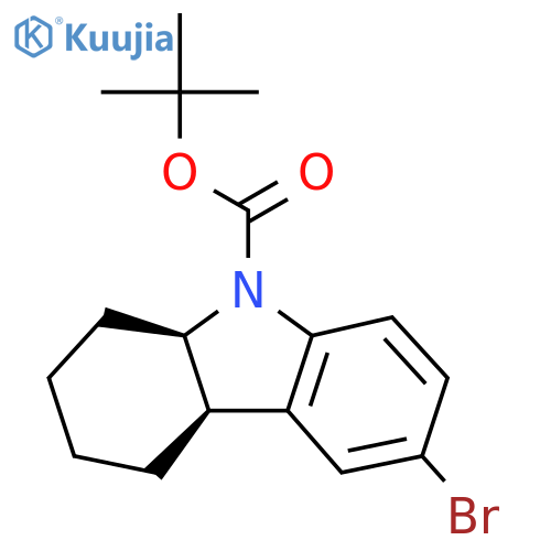 rac-tert-butyl (4aR,9aR)-6-bromo-2,3,4,4a,9,9a-hexahydro-1H-carbazole-9-carboxylate structure