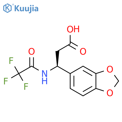 (3S)-3-(1,3-dioxaindan-5-yl)-3-(2,2,2-trifluoroacetamido)propanoic acid structure