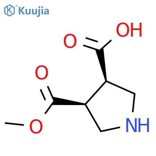 rac-(3R,4S)-4-(methoxycarbonyl)pyrrolidine-3-carboxylic acid structure