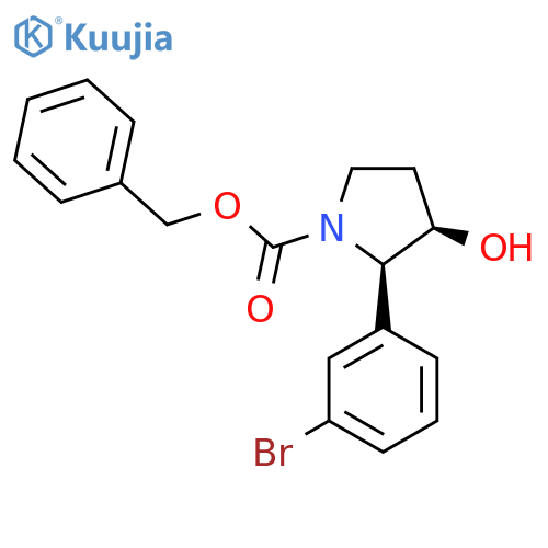 rac-benzyl (2R,3R)-2-(3-bromophenyl)-3-hydroxypyrrolidine-1-carboxylate structure