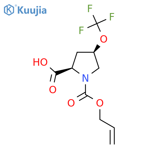 (2R,4R)-1-(prop-2-en-1-yloxy)carbonyl-4-(trifluoromethoxy)pyrrolidine-2-carboxylic acid structure