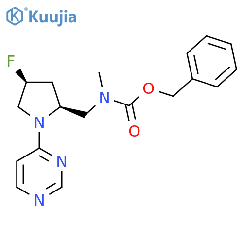 benzyl N-{(2S,4S)-4-fluoro-1-(pyrimidin-4-yl)pyrrolidin-2-ylmethyl}-N-methylcarbamate structure