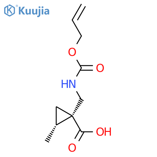 rac-(1R,2R)-2-methyl-1-({(prop-2-en-1-yloxy)carbonylamino}methyl)cyclopropane-1-carboxylic acid structure