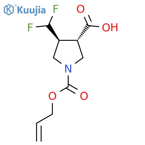 rac-(3R,4R)-4-(difluoromethyl)-1-[(prop-2-en-1-yloxy)carbonyl]pyrrolidine-3-carboxylic acid structure