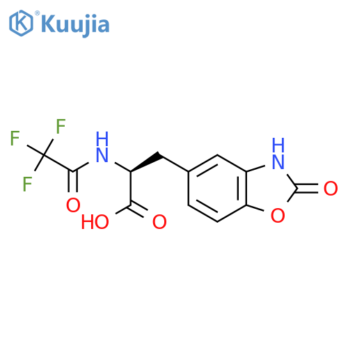 (2S)-3-(2-oxo-2,3-dihydro-1,3-benzoxazol-5-yl)-2-(2,2,2-trifluoroacetamido)propanoic acid structure